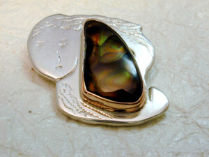 Keeper of the Flame Merit Badge. Sterling Silver and Fire Agate.